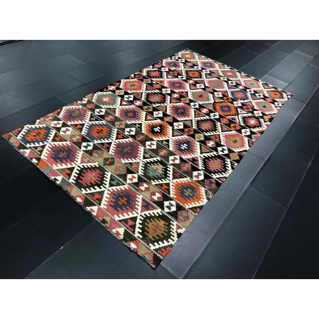 Natural Turkish Handwoven Vintage Anatolian Wool Kilim