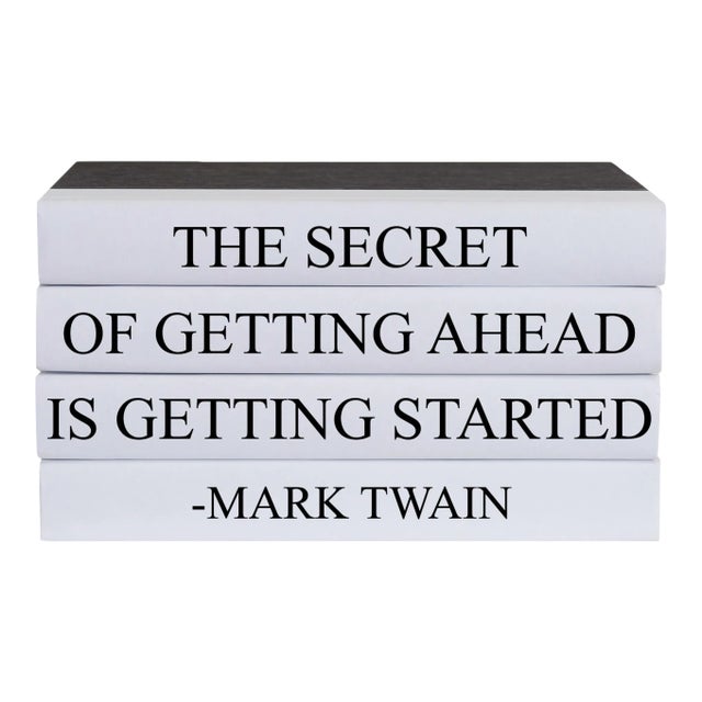 Decorative Books - Quote Book Stack - "Getting Started" For Sale