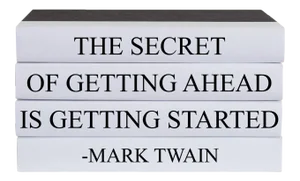 Decorative Books - Quote Book Stack - "Getting Started"