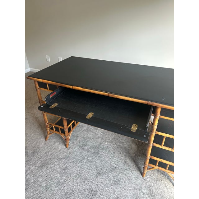 Wood Late 20th Century English Chinoiserie Style Bamboo Desk by Milling Road for Baker For Sale - Image 7 of 11