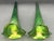 Antique Victorian Glass Epergne Trumpet Horn Vase Green Opaline Metal Base Pair For Sale - Image 13 of 17