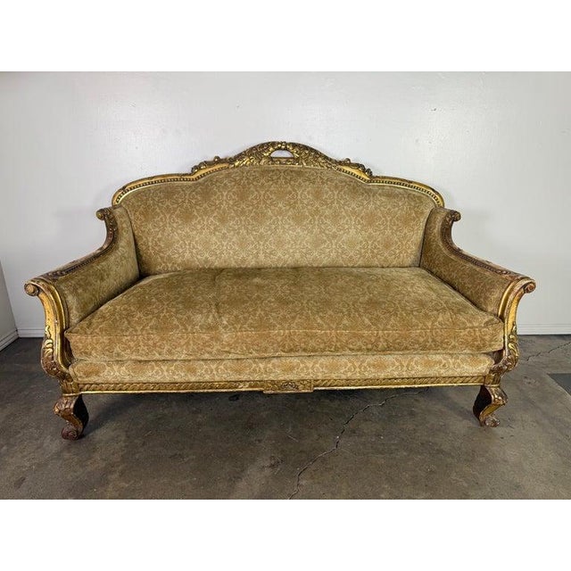 French French Giltwood Sofa, Louis XV Style, Late 19th–Early 20th Century For Sale - Image 3 of 18
