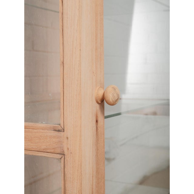 Farmhouse Vintage Wooden & Glass Display Cabinet With Three-Sided Glazing For Sale - Image 3 of 5