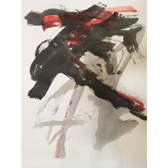 Ink, acrylic on paper. This is an energetic vibrant study An abstract piece that holds its own, framed in a floating style...