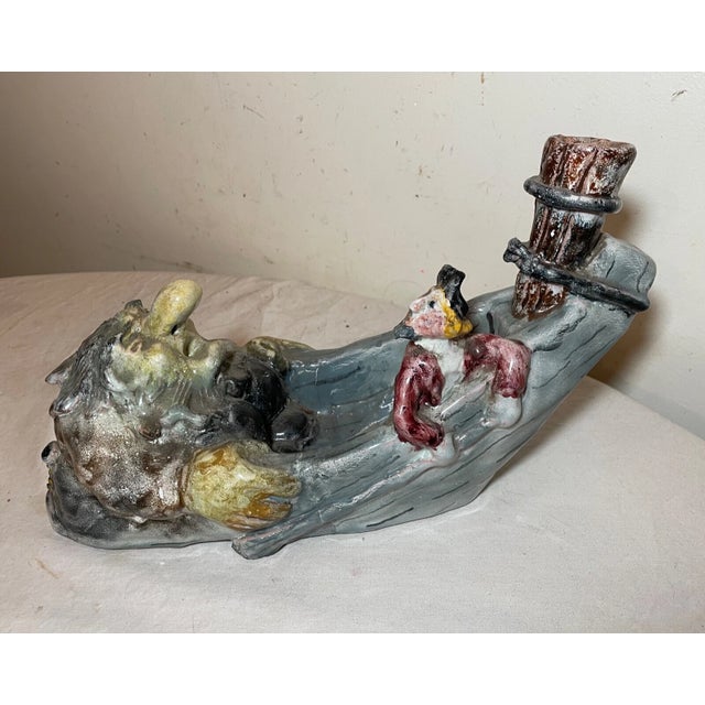 Antique Handmade Italian Majolica Terracotta Pottery Monster Attack Sculpture For Sale - Image 10 of 17