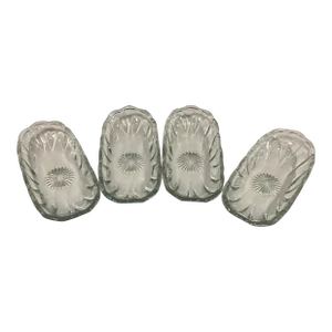 Vintage Clear Glass Corn-on-the-Cob Dishes With Sunburst Design, Set of 4