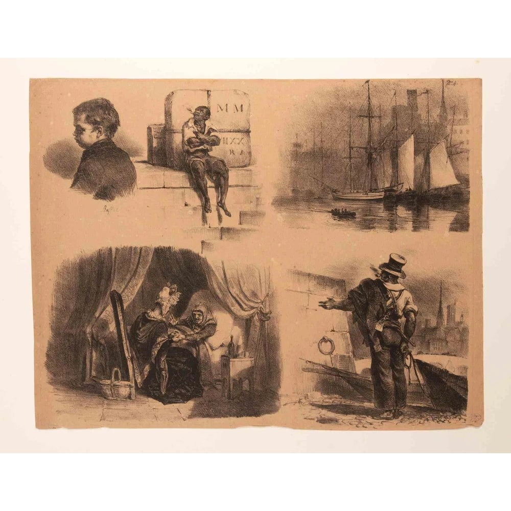 Auguste Raffet, Croquis pour les Enfants, Lithograph, 1829 | Chairish