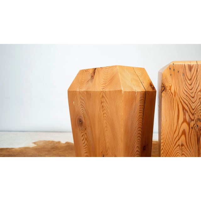 Studio Craft After Jb Blunk Pine Wood Side Tables - A Pair For Sale - Image 4 of 16