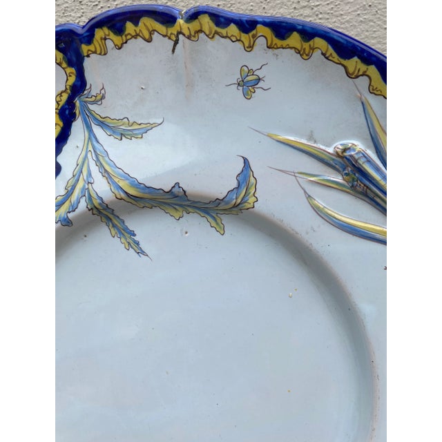 French Faience Handled Platter Botanical Saint Clement, Circa 1900 For Sale In Austin - Image 6 of 9