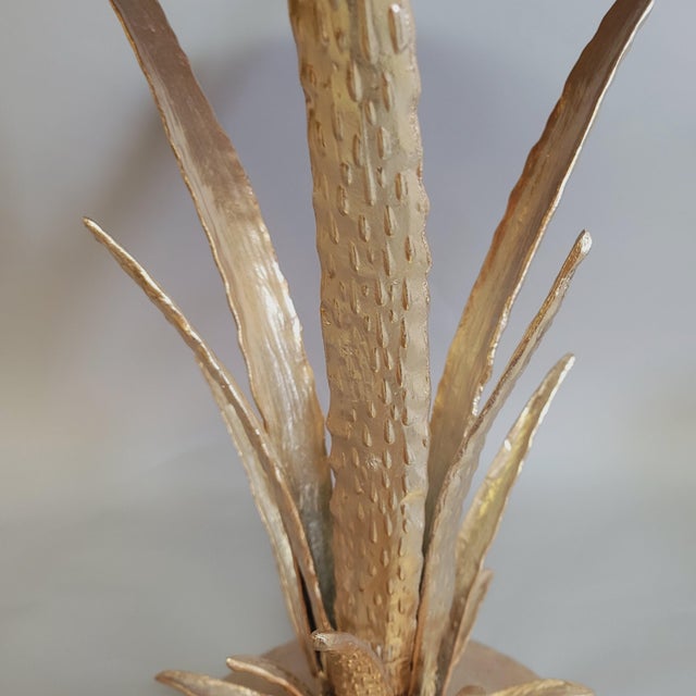 Contemporary Sculptural Aloe Plant Champagne Gold Accent Table For Sale In Raleigh - Image 6 of 8