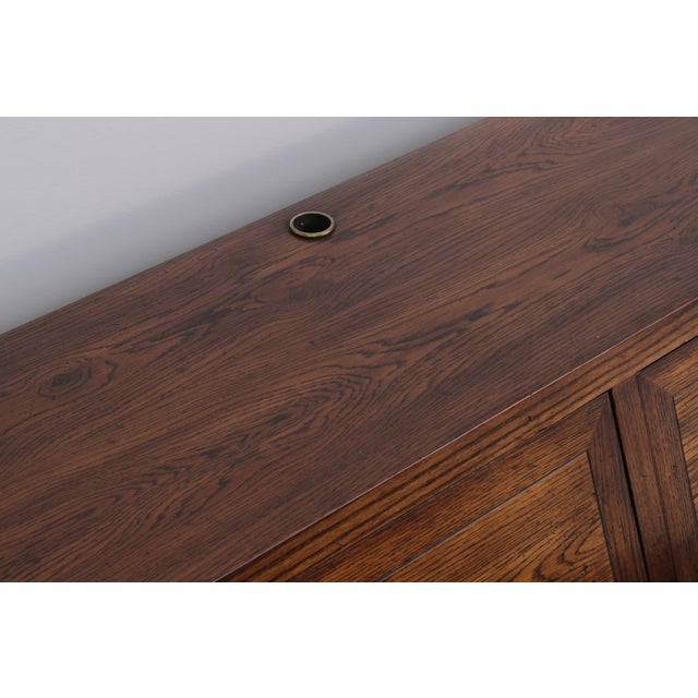 Brown Henredon Scene 1 Campaign Style Oak Queen Size Bed For Sale - Image 8 of 18