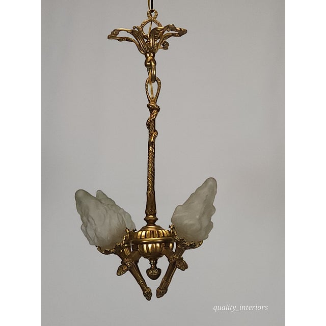 Antique Darling 4 Arm 4 Light Glowing Ribbons and Bows Flame Torch Chandelier For Sale - Image 11 of 17