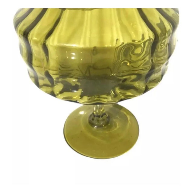 Vintage Mid Century Modern Italian Empoli Blown Glass Apothecary Jar Green Italy. For Sale In Palm Springs - Image 6 of 7