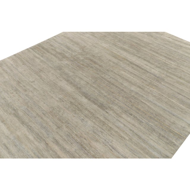 Rug & Kilim Rug & Kilim’s Contemporary Rug in Solid Silver-Gray With Striae For Sale - Image 4 of 6