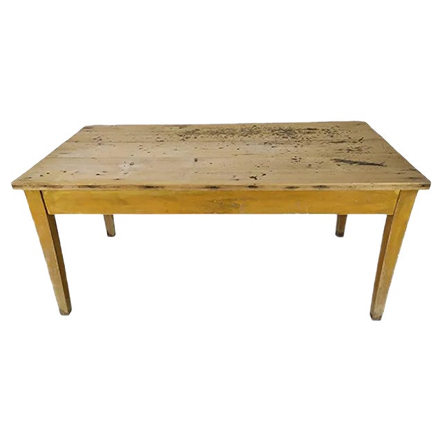 Vintage Rustic Wood Farmhouse Table For Sale