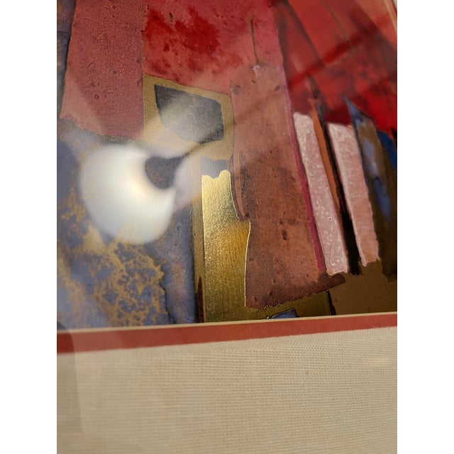 Set of 2 Isa Van Der Zee Plate Signed Abstract Prints With Gold Leaf Decoration For Sale - Image 4 of 11