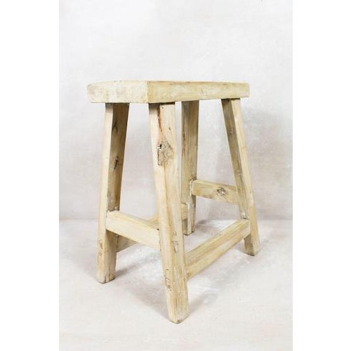 Vintage Rustic Stool in Elm For Sale - Image 5 of 5