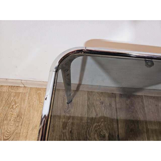 Mid-Century Modern Coffee Table in Chrome and Smoked Glass, Italy, 1970s For Sale - Image 6 of 18