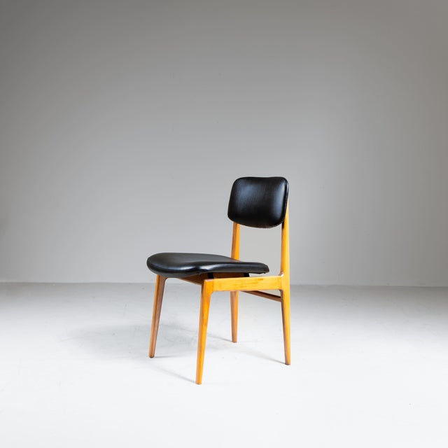 Chairs in Wood and Black Eco-Leather, 1960s, Set of 4 For Sale - Image 6 of 13