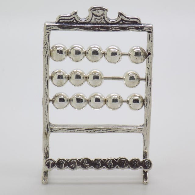 Vintage Italian Handmade Genuine Silver Abacus Large Miniature Figurine, Made in Arezzo (Tuscany, Italy) For Sale - Image 4 of 11