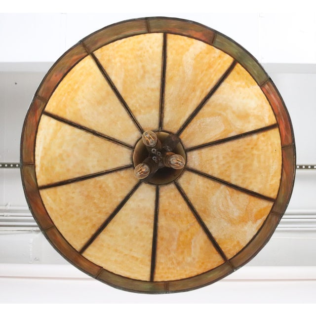 1910s Windmill Caramel Slag Glass Pendant Light For Sale - Image 10 of 12