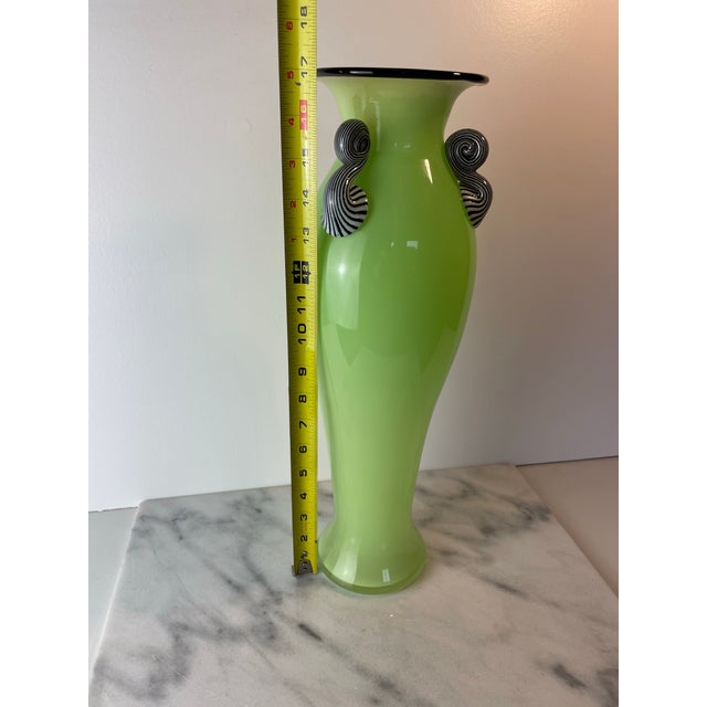 Celadon Dehanna Jones Contemporary Art Glass Vase — Signed Pale Lime Green Studio Glass For Sale - Image 8 of 9