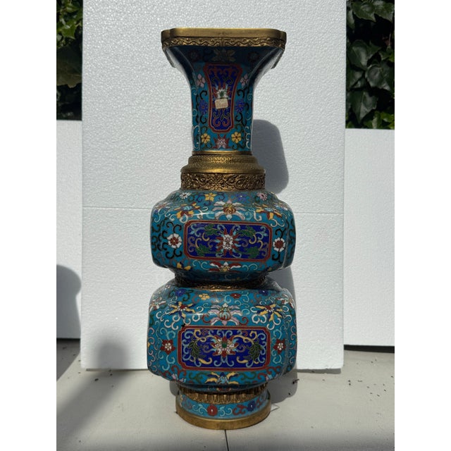 Turquoise 1970s Chinese Cloissone Vase For Sale - Image 8 of 10