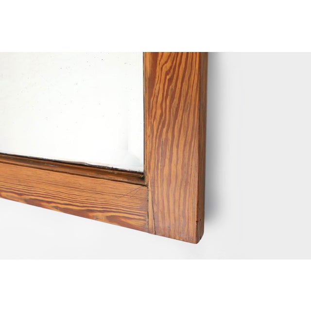 French Mirror with Warm Pine Wood Frame, 1900s For Sale - Image 9 of 11
