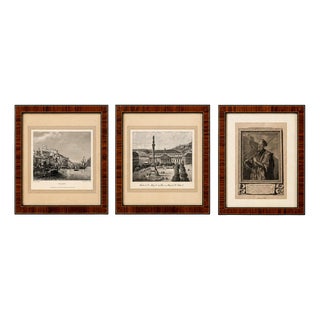 Portuguese Artist, Untitled, 19th Century, Engraving, Framed, Set of 3 For Sale