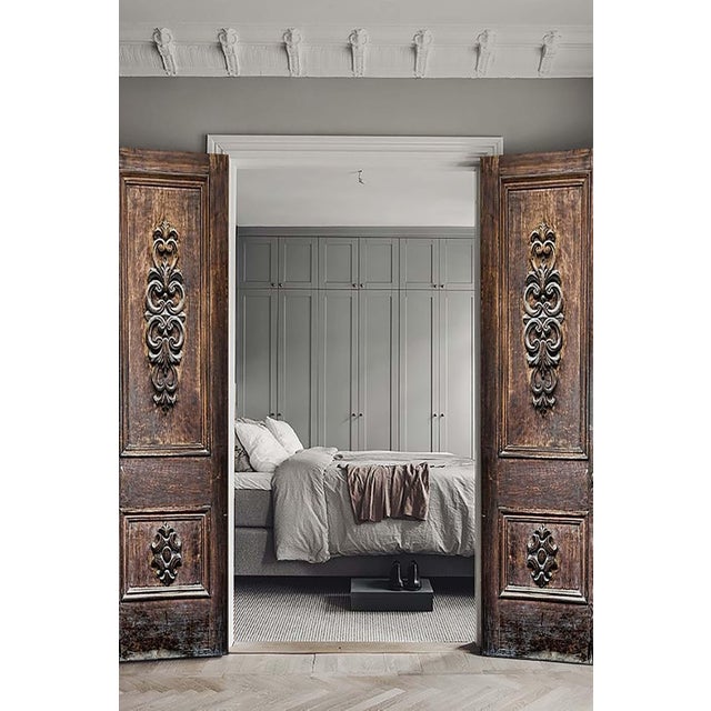 Baroque Raised-Panel Solid Wood Door With Double Scroll Carving For Sale - Image 10 of 11