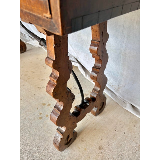 18th Century Spanish Walnut and Iron Three Drawer Console Table For Sale - Image 9 of 15