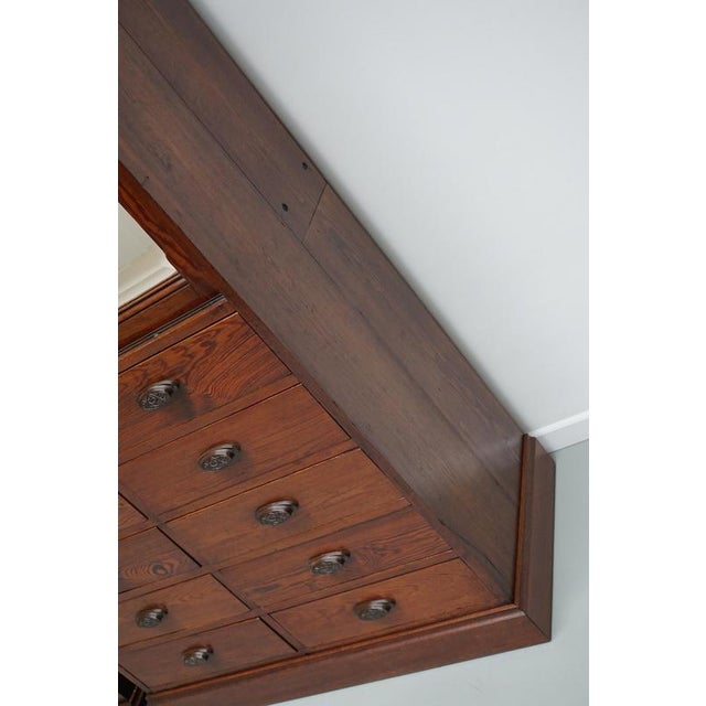 Large Antique Belgian Pitch Pine Apothecary Shop Cabinet, 1900s For Sale - Image 11 of 18