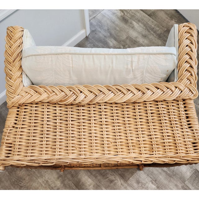 Late 20th Century Michael Taylor Style Wicker Rattan Armchair For Sale - Image 11 of 18