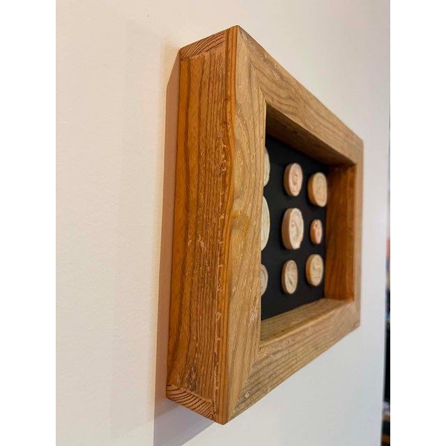 Italian Plaster Intaglios in Reclaimed 1880s Pine Frame For Sale - Image 9 of 10