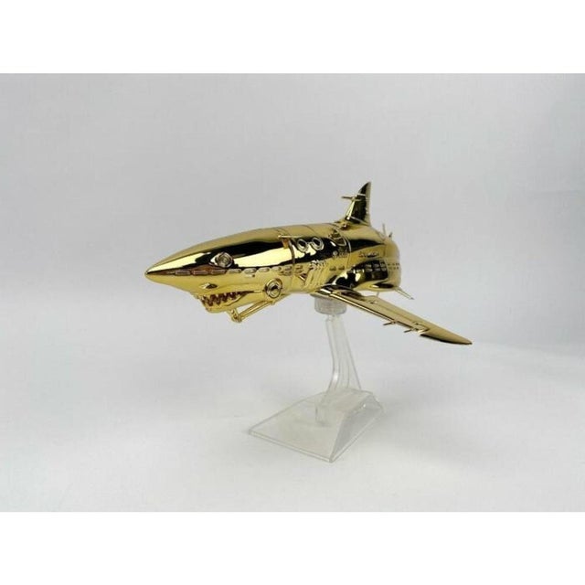hajime sorayama sorayama shark gold 2021 soft vinyl, abs 20 x 35 cm / 7.8 x 13.7 in - limited edition - electronic coa by...