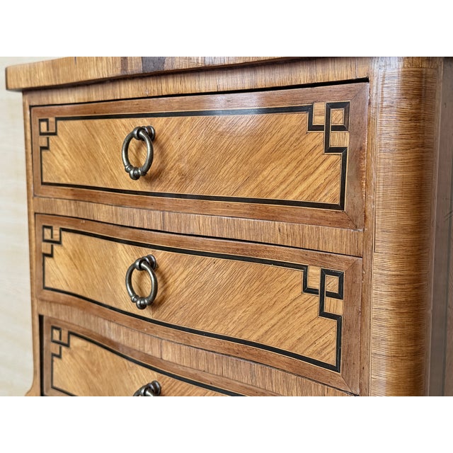 Antique Louis XV French Marquetry Marble Top Nightstands, Set of 2 For Sale - Image 10 of 15