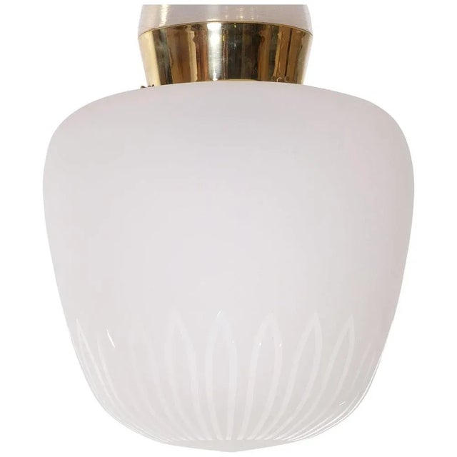 1940s Swedish Glass & Brass Ceiling Light attributed to Böhlmarks, 1940s For Sale - Image 5 of 5