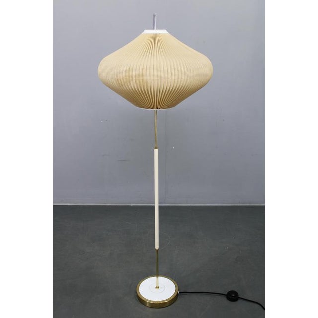 Mid-Century East German Floor Lamp with Pleated Shade, 1970s For Sale - Image 3 of 15