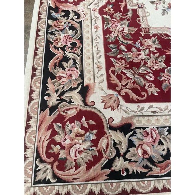 Handwoven French Style Needlepoint Rug 8'0" X 10'0" For Sale - Image 9 of 9