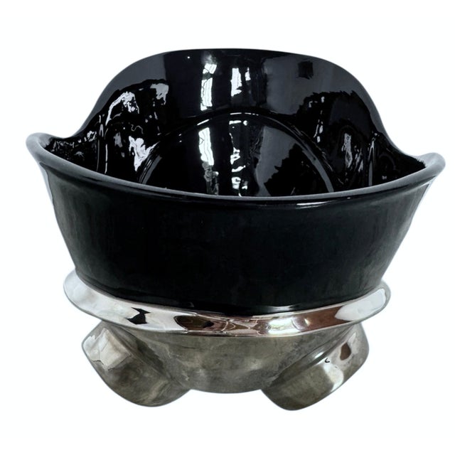 1980s Dolbi Cashier 1980 "New Regency" Chrome & Ceramic Centerpiece For Sale - Image 5 of 12