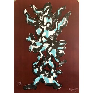 Jacques Lipchitz, Large Color French Cubist Lithograph Tree of Life Signed Ltd Ed. Sculpture Study, 1972 For Sale