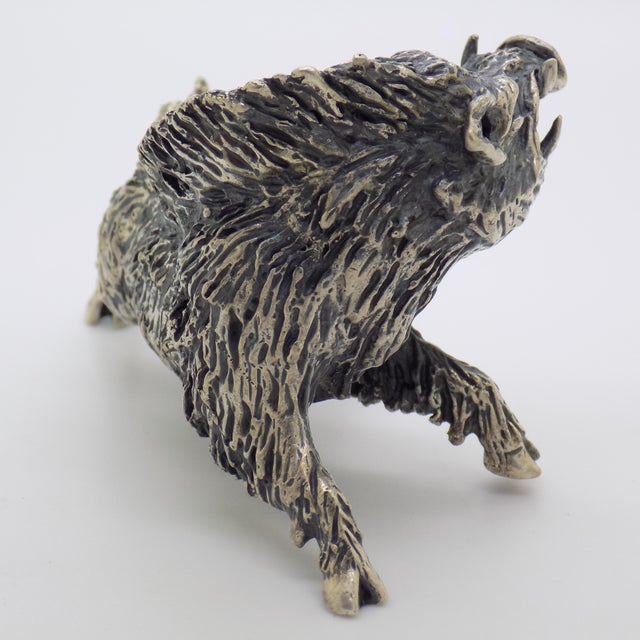 1950s Vintage Italian Handmade Genuine Silver Boar Figurine by Mario Cerreti, 1950s For Sale - Image 5 of 13