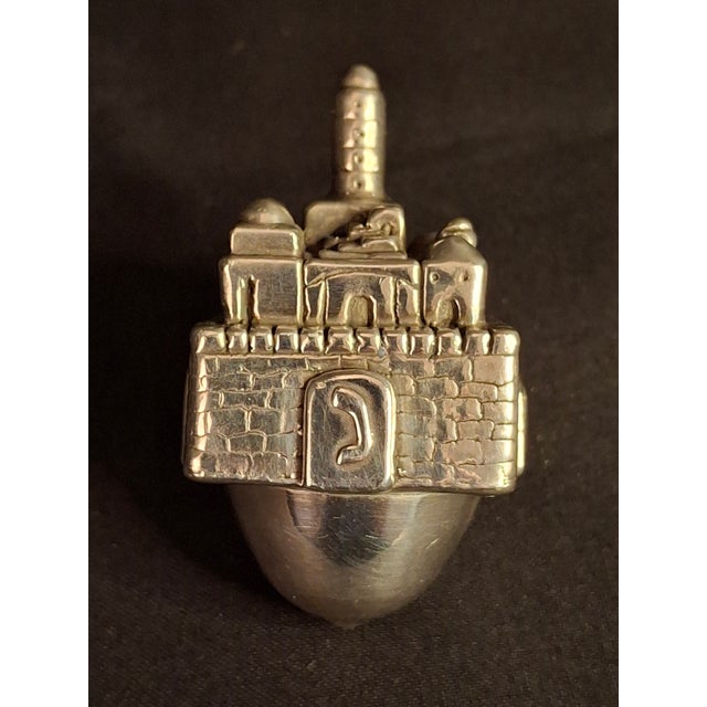 Vintage Sterling Silver 925 Jerusalem Cityscape Dreidel Sevivon Judaica 40g For Sale - Image 4 of 15