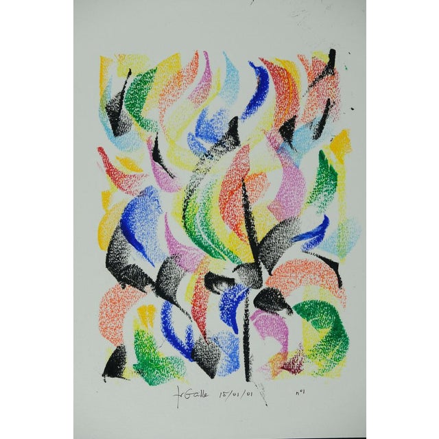 Modern Françoise Galle, Abstract Rose, 1940, Pastel on Paper For Sale - Image 3 of 7