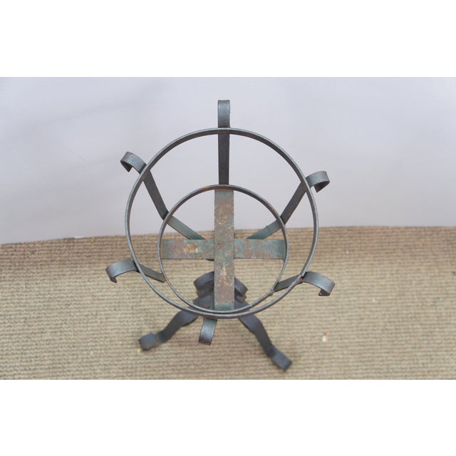 Metal Vintage Brutalist Gothic Wrought Iron Plant Stand Scroll Tripod Pot Holder 24" For Sale - Image 7 of 13
