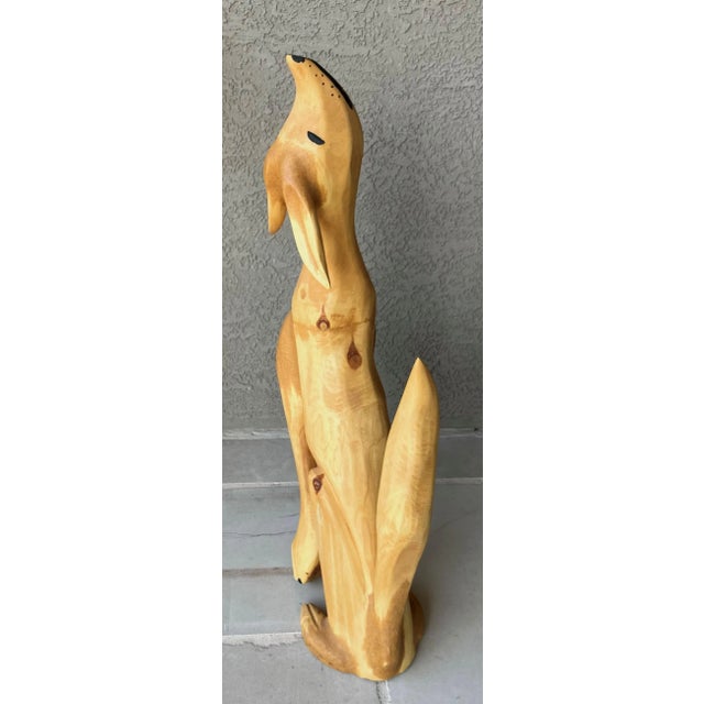 Circa 2000 Whimsical Hand Carved Folk Art Coyote by Santa Fe Artist Pete Ortega For Sale - Image 15 of 16
