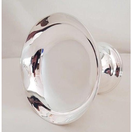 A handsome english sterling silver tazza or compôtier by e s, crafted in sheffield and dating to 1940, during the reign of...