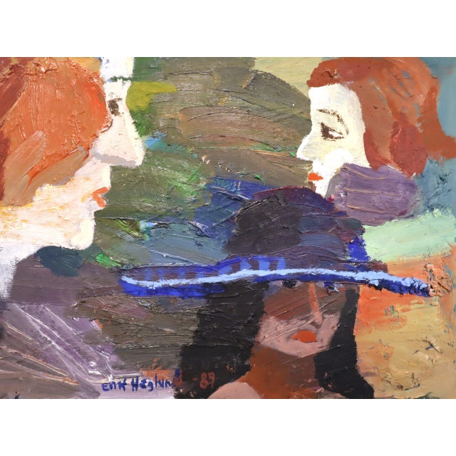 1989 'The Rumour' Vintage Original Expressive Swedish Figurative Oil Painting, Framed For Sale - Image 10 of 15