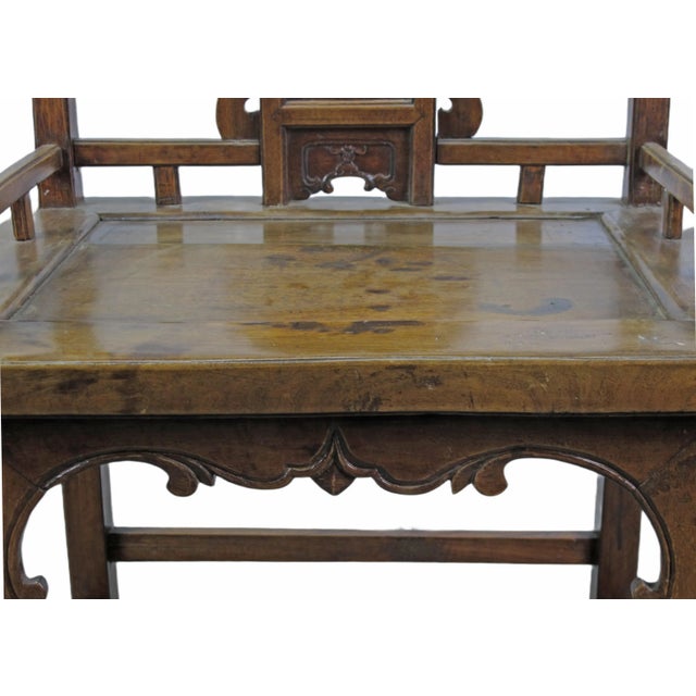 Hand Carved Back Chinese Antique Arm Chairs - Set of 2 For Sale - Image 11 of 12