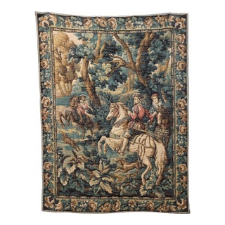 Belgian Woven Hunting Scene Tapestry For Sale